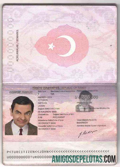 Passaporte Turco Antigo exemplo